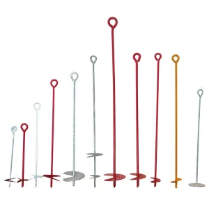 Red Black Powder Coated Steel Ground Anchor Screw In Anchor Inch Measurement