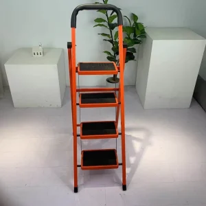 Red Foldable Durable Steel Step Ladder Indoor Modern Ladder for Household