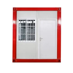 Red Frame Single Prefab Modular Unit with Security Window Steel Door for Kiosk