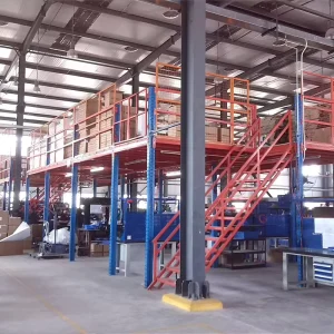 Reinforced Heavy Duty Industrial Mezzanine Floor System Q235 Steel 500kg/sqm Load Capacity Corrosion Resistant Staircase Access