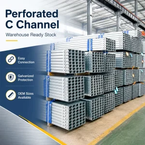Reliable Lightweight Q235 C Purlin Steel Profile Perforated Welding Galvanized C shaped Steel