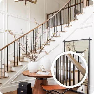 Residential Wrought Iron and Stainless Steel Railings with Straight Handrails and Balusters