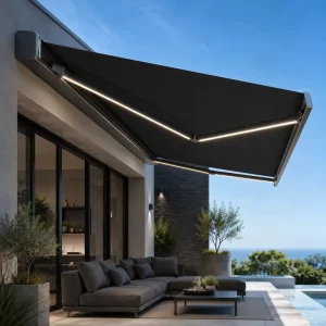 Retractable Awning Aluminum Full Cassette Sunshades Electric Outdoor House Awning Cloth Front Door Shelter Awning Canopy