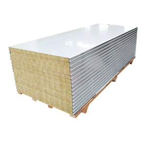 Rock Wool 50mm Color Steel Sandwich Panel Modern Eco friendly Waterproof Exterior Wall Insulation Board with Magnesium Plate