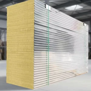 Rock Wool Galvanized Steel Sandwich Panel Eco Friendly Fireproof Thermal Insulation for Cold Room Hotel Exterior Walls