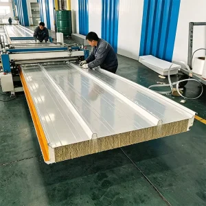 Rock Wool Glass Wool PU Wall Sandwich Panels A1 Fireproof Thermal Insulation Waterproof 50mm Sandwich Panel for Walls Use