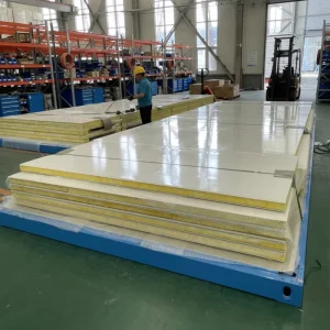 Rock Wool Glass Wool Sandwich Panel with PU Edge for Workshop Fireproof