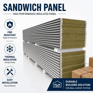 Rock Wool Insulation Panel Sandwich Panel Exterior Wall Panel Industrial Warehouse Construction