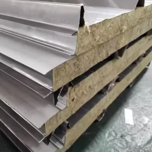 Rock Wool Metal Roof Exterior Heat Insulated Composite Panel Fireproof Galvanized Steel Cold Room Workshop Hotel