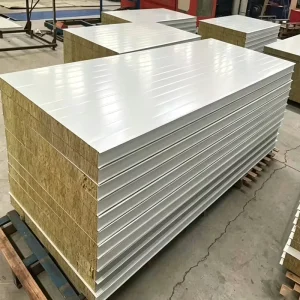 Rock Wool Panel Sandwich Panels 1100mm Color Steel Insulated Wall Panel for Interior Exterior Wall Construction Building