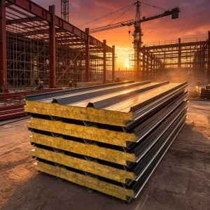 Rock Wool Polystyrene Weatherproof Fireproof Sound-Absorbing Wall Roof Installation Sandwich Panel