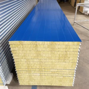 Rock Wool Prefab Sandwich Wall Panel Heat Insulation Building Material with Durable Metal Panel