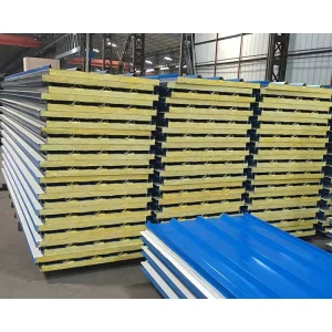Rock Wool Roof Structural Tile Sandwich Panel Waterproof Fireproof Eco-Friendly Warehouse Application