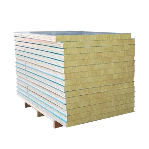 Rock Wool Sandwich Panel 50mm Custom Size Trapezoidal Wave Fireproof Lightweight Eco-Friendly Exterior Wall Prefab House Roof