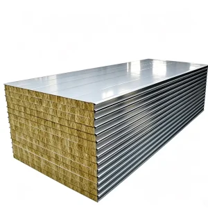 Rock Wool Sandwich Panel 80mm Waterproof Insulated Wall with Steel Facings for Office Building