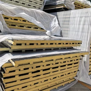 Rock Wool Sandwich Panel A1 Fireproof Insulated Eco Friendly Wall Roof Panel for Construction Cold Room Hotel Use