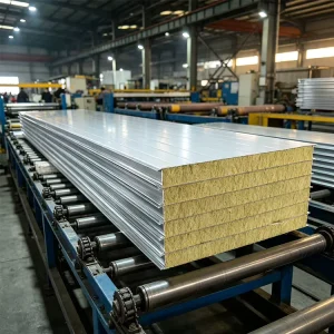 Rock Wool Sandwich Panel Fire Resistant Wall Roof Panel A1 A2 Fireproof Insulated Panel for Steel Structure Building