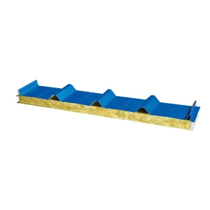 Rock Wool Sandwich Panel Fireproof Waterproof Corrugated Roof Board for Outdoor Warehouse Workshop Construction