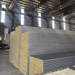 Rock Wool Sandwich Panel Fireproof Waterproof Insulated Exterior Warehouse Outdoor Wall Roof Panels Custom Thickness Size