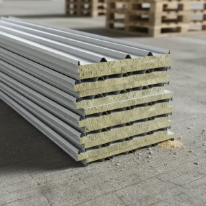 Rock Wool Sandwich Panel for Wall Panels Roof Color Steel Tile Metal Panels Face Eco-Friendly & Easy to Clean Surface