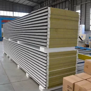 Rock Wool Sandwich Panels Durable Fire Resistant Anti Corrosion Cold Room Walls Roofs Steel Core Metal Plates