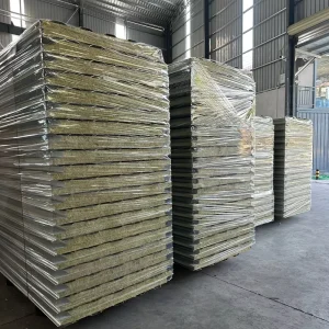 Rock Wool Sandwich Panels Eco Friendly Corrugated Fireproof Insulated Steel for Warehouse and Hotel Use