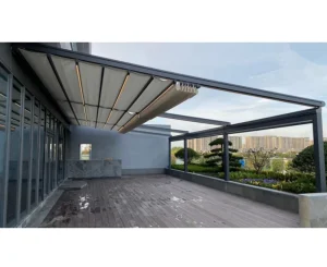 Roller Pergola Roof Retractable Aluminum Gazebo Awning Adjustable PVC Motorized