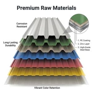 Roof Corrugated Board Galvanized Steel Color Coated 0.14 0.20mm Z30 Z40 Q235 Q345 For Roofing Construction