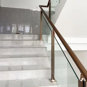 Rose Gold Stainless Steel Tempered Laminated Glass Railing Post for Apartment Stairs and Balcony
