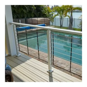 Rust Resistant Stainless Steel Deck Posts with White Wire Rope Porch Cable Railing