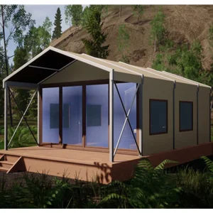 Safari Tent PVC & Oxford Canvas A-frame Steel Structure Family Camping Hotel Camping Waterproof UV-resistant