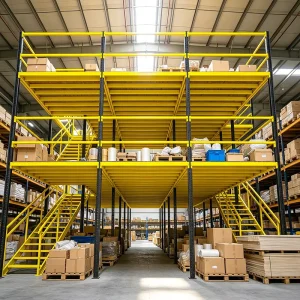 Safety Guardrail Equipped Warehouse Mezzanine Rack Industrial Multi story Steel Loft Platform