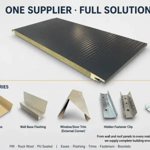 Sandwich Panels Rock Wool PUR Core Material for Exterior Wall Roof Construction High Insulation Water Resistant Fire