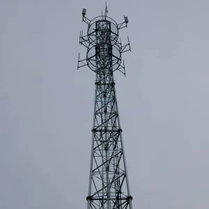 Self supporting Three Column Steel Pipe Telecom Tower Customizable Height Triangular Lattice Hot Dip Galvanized