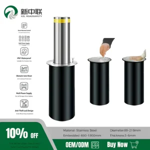 Semi Automatic Hydraulic Bollard Manual Retractable Bollards Stainless Steel Manual Telescopic Security Post For Protection