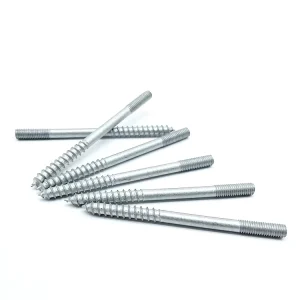 Silver Dacromet Coated Carbon Steel Double End Wood to Metal Threaded Bolt Hanger Bolt