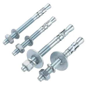 Silver Galvanized Steel Wedge Anchor Bolt 76mm Diameter 800 lb Capacity Removable