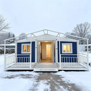 Sliding Entrance Door Expandable Prefab Container House Moisture Proof Detachable 2 Bedroom Modular Cabin With Steps