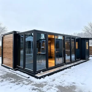 Sliding Glass Door Expandable Prefab Container House Moisture Proof Detachable 2 Bedroom Modular Container Home