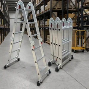 Small Hinge Folding Telescopic Step Ladder Heavy Duty Lightweight Metal Modern Design 150kg Capacity 6FT Extended 4 Steps