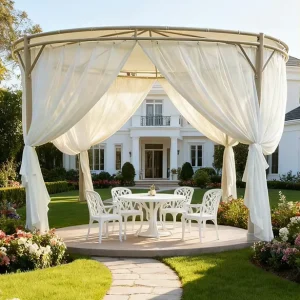 Source Factory Custom Steel Pavilion Luxury Garden Building with Diamond Netting Outdoor Structure Backyard Gazebo