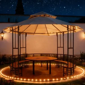 Source Factory Luxury Modern Castle Pavilion Steel Frame Powder Coated Windproof Palace Style for Garden Patio Backyard