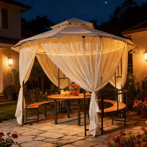 Source Factory Powder Coated Steel Palace Pavilion Castle Style Luxury Modern Windproof Grade 8 Backyard Patio Gazebo