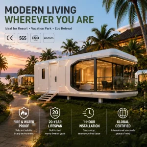 Space Capsule Home Prefabricated Modular Tiny Villa for Mountain Resort Smart Mobile Container Cabin