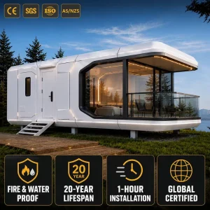 Space Capsule House Modern Prefabricated Modular Tiny Home for Resort Glamping Futuristic Mobile Container Pod