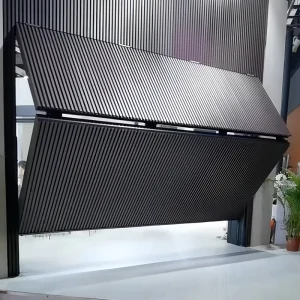 Space-Saving Automatic Vertical Folding Garage Door, Compact Bi-Fold Overhead Door for Small Driveways and Villas