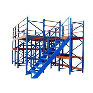 Space Saving Double Level Steel Mezzanine Floor with Staircase for Warehouse Storage Mezzanine Racking