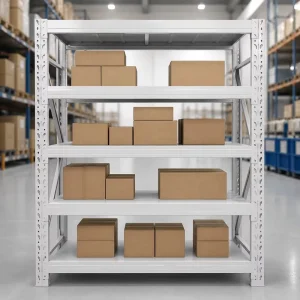 Space Saving Stackable Storage Unit 4 Tier 300kg Load All Steel Industrial Rack for Supermarket Backroom