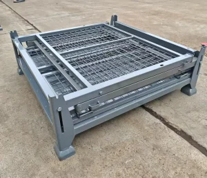 Space saving Foldable Metal Wire Mesh Box Returnable Transit Packaging Half drop Gate Storage Cage