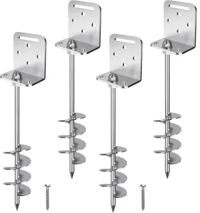 Spiral Ground Anchor Kit with L Bracket, Garden Swing Ground Screw Stakes, Screw in Earth Anchors for Tent Patio Gardening Use